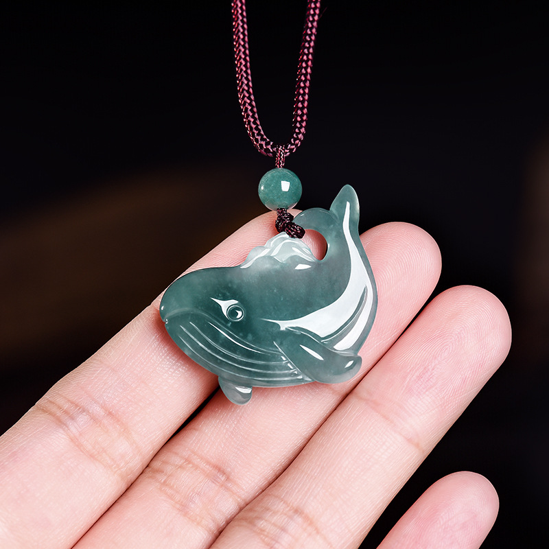 Jewelry & Watches Ltd - Natuurlijke Birmese Jadeiet Walvis Hanger Ketting