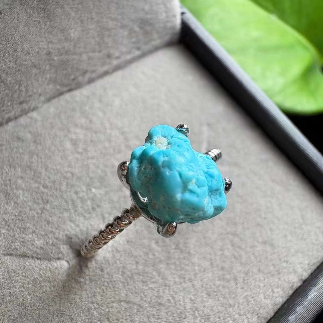 Turquoise Stone Ring - 1 Pc Fengbaowu Natuurlijke Ruwe Turquoise