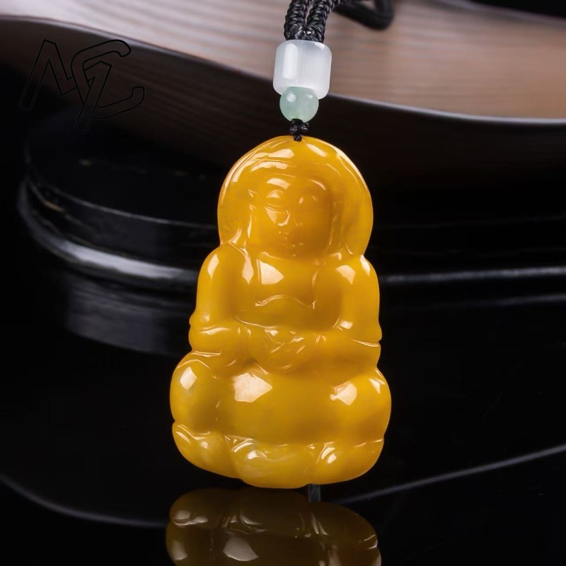 Jewelry & Watches Ltd - Echte natuurlijke smaragd jade gele Guanyin