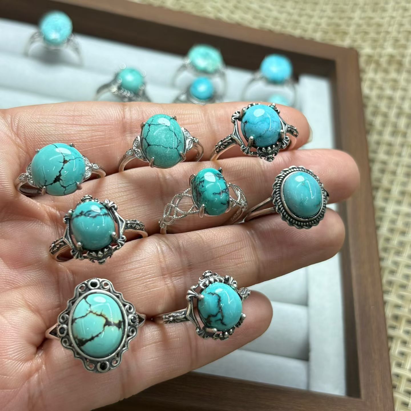 1 Pc Fengbaowu Natuurlijke Tur - Turquoise Stone Ring recensie en prijs