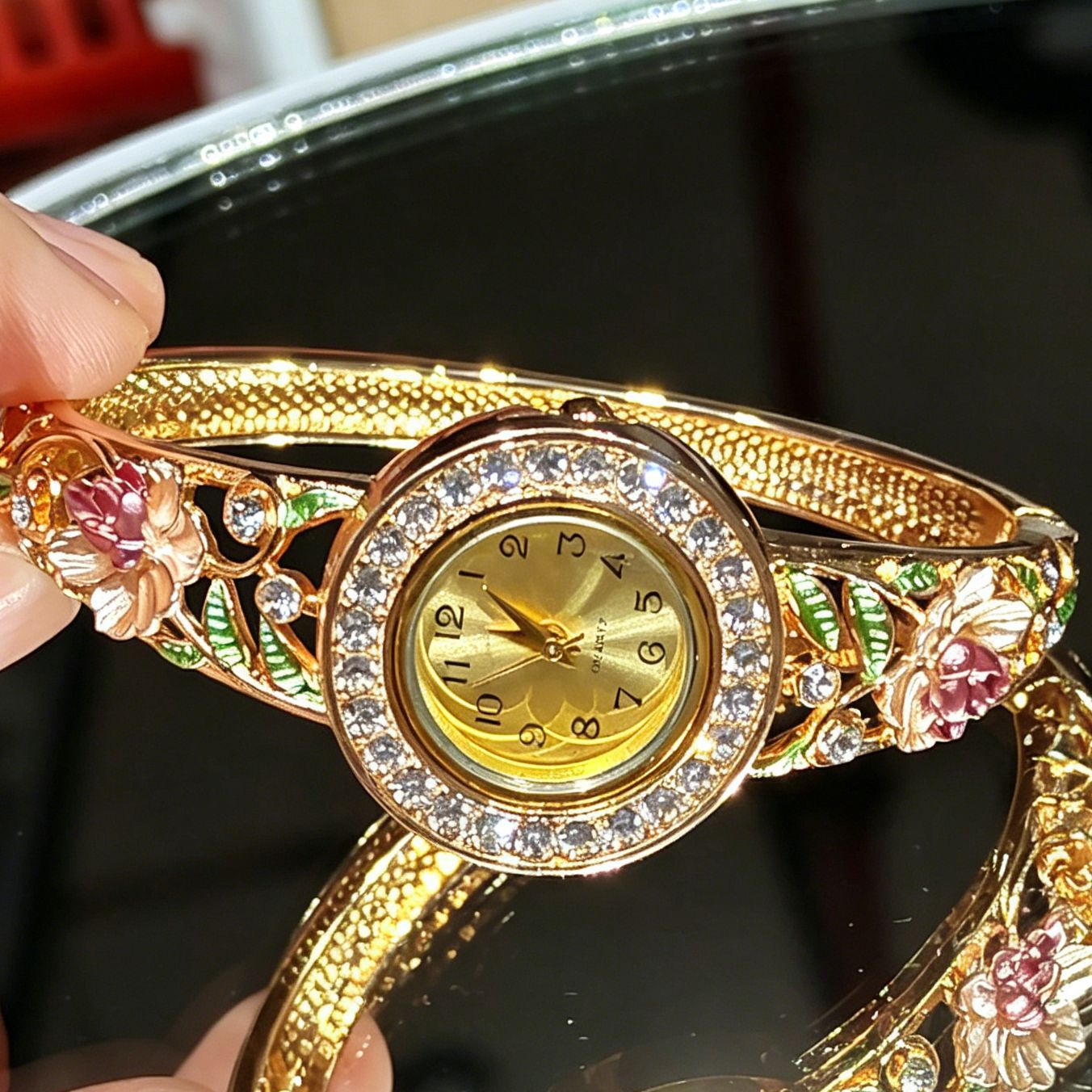 Vintage gouden emaille bloemen - Jewelry Watches Vintage recensie en prijs